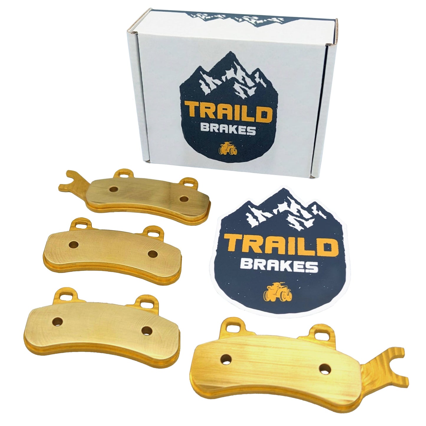 Traild Brass Brake Pad Set for Can-Am Maverick Axle Configuration in Packaging