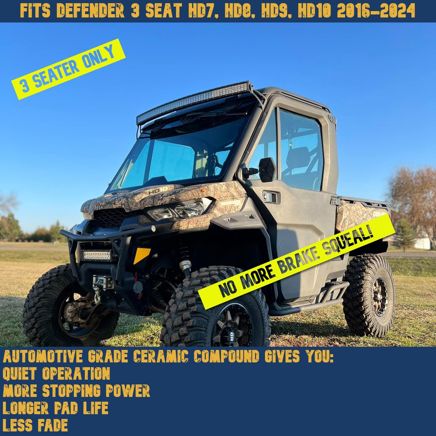 Can-Am Defender HD7 HD8 HD9 HD10 2016-2025 Ceramic Brake Pad Set