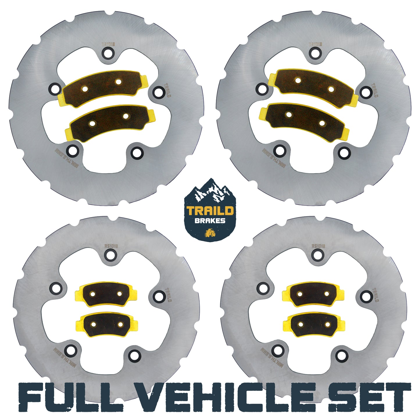 Traild Rotor and Brass Brake pad kit for CFMoto U10 - Full Set - Face View