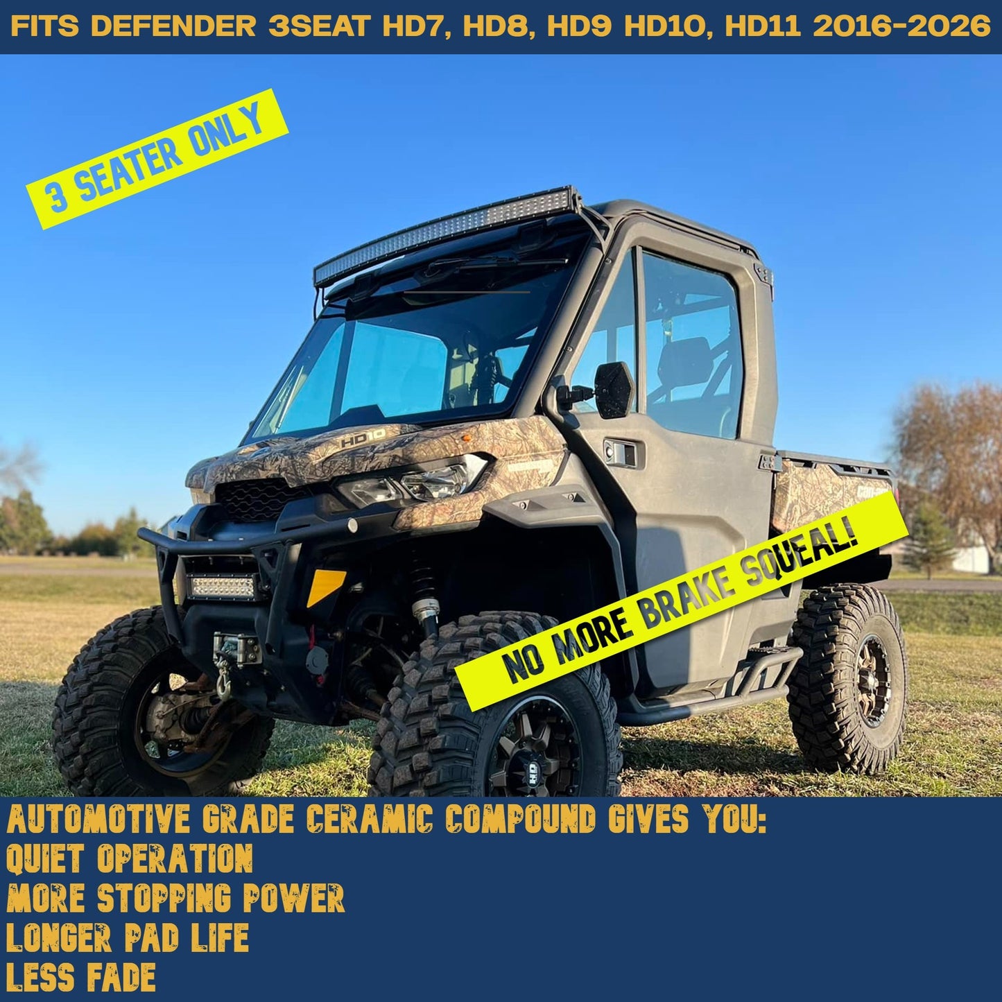 Can-Am Defender 3-Seater HD7 HD8 HD9 HD10 HD11 2016-2026 Brass Brake Pad Set