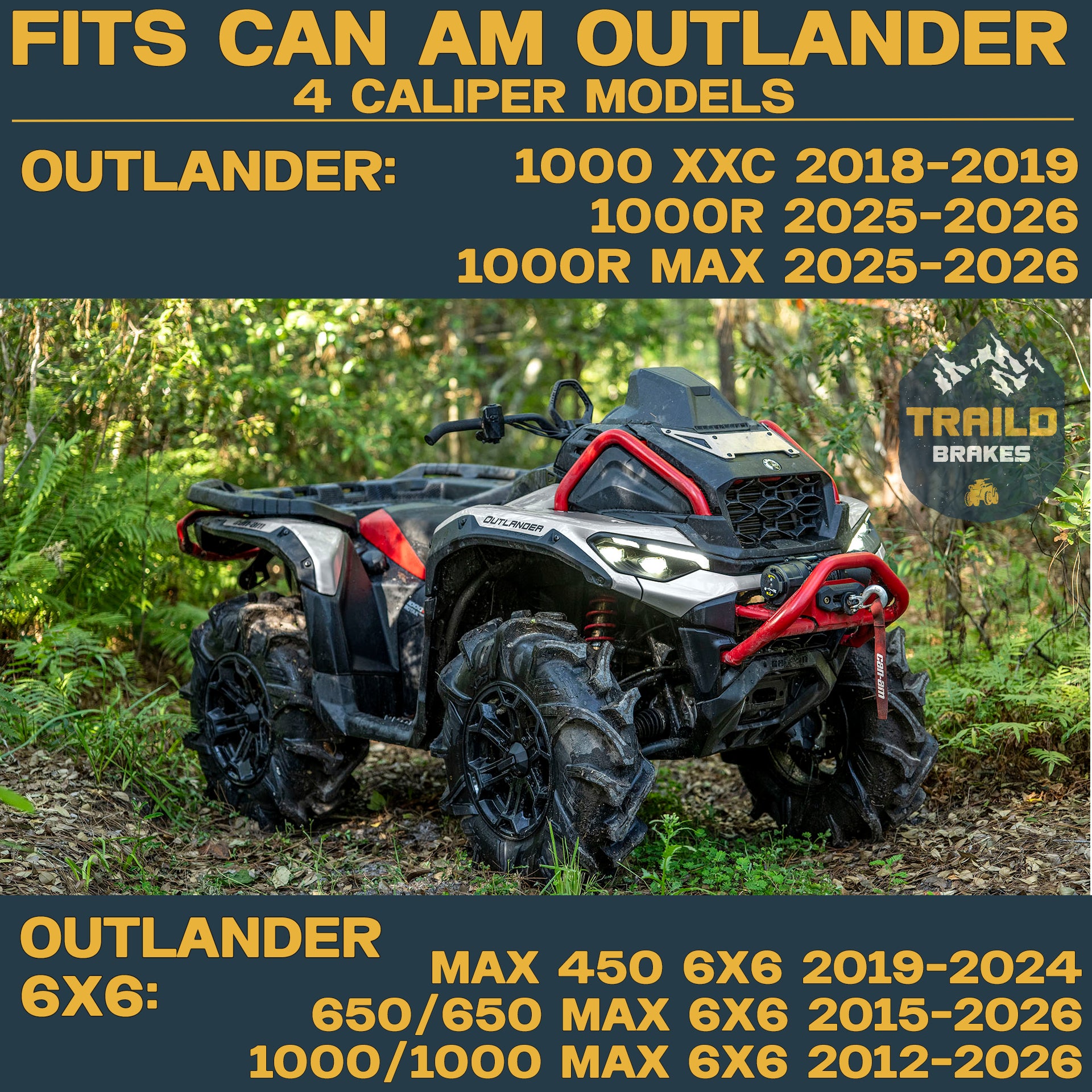 Traild brake pads fitment information for Can Am Outlander 4 caliper models