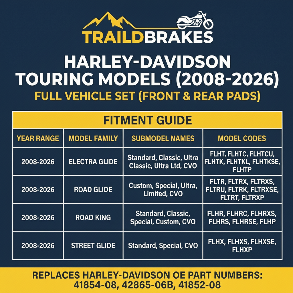 Traild Harley Davidson Touring Application Chart