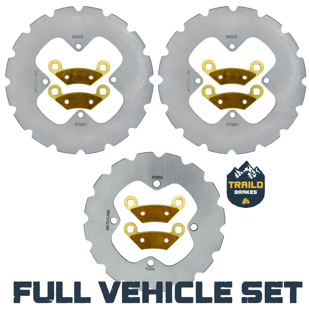 Traild Ridge Rider Rotor and Pad Kit for Polaris Sportsman - Brass Full Vehicle Set