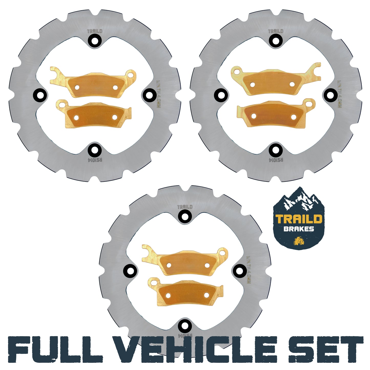 Traild Ridge Rider Rotors and Brass Brake Pad Kit for Can Am - Full Vehicle Set View