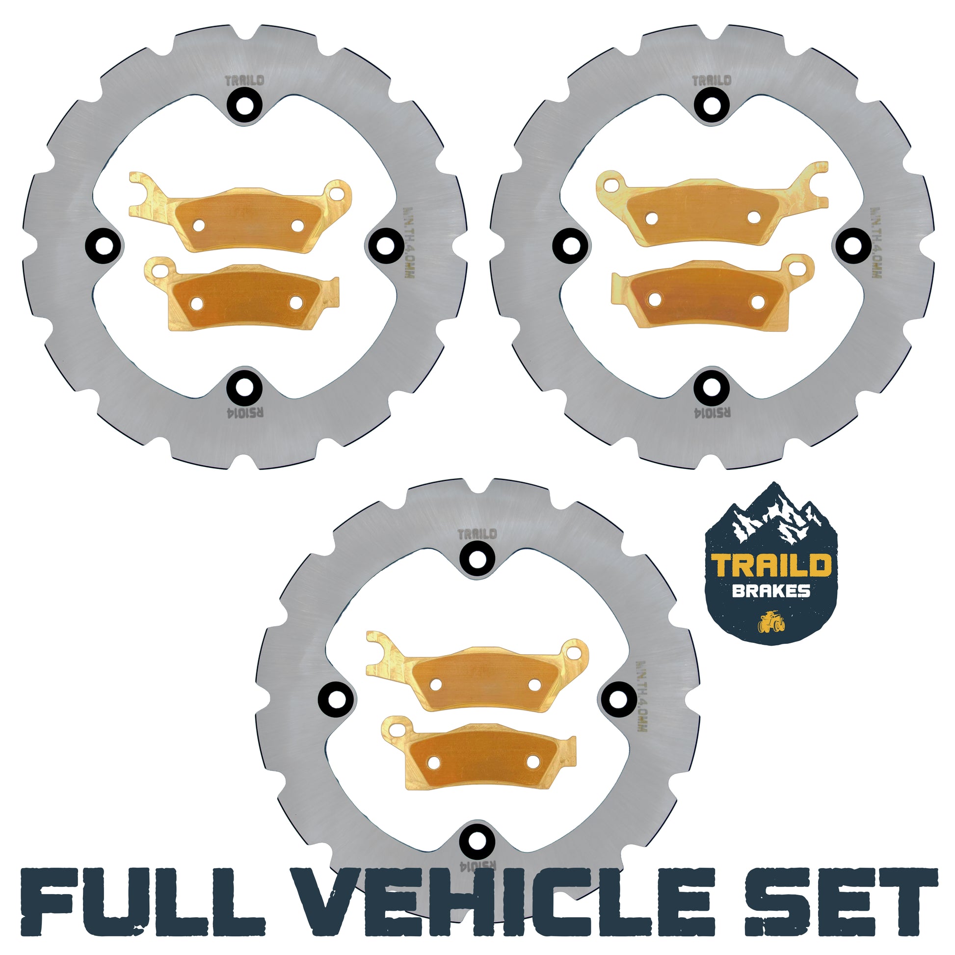 Traild Ridge Rider Rotors and Brass Brake Pad Kit for Can Am - Full Vehicle Set View