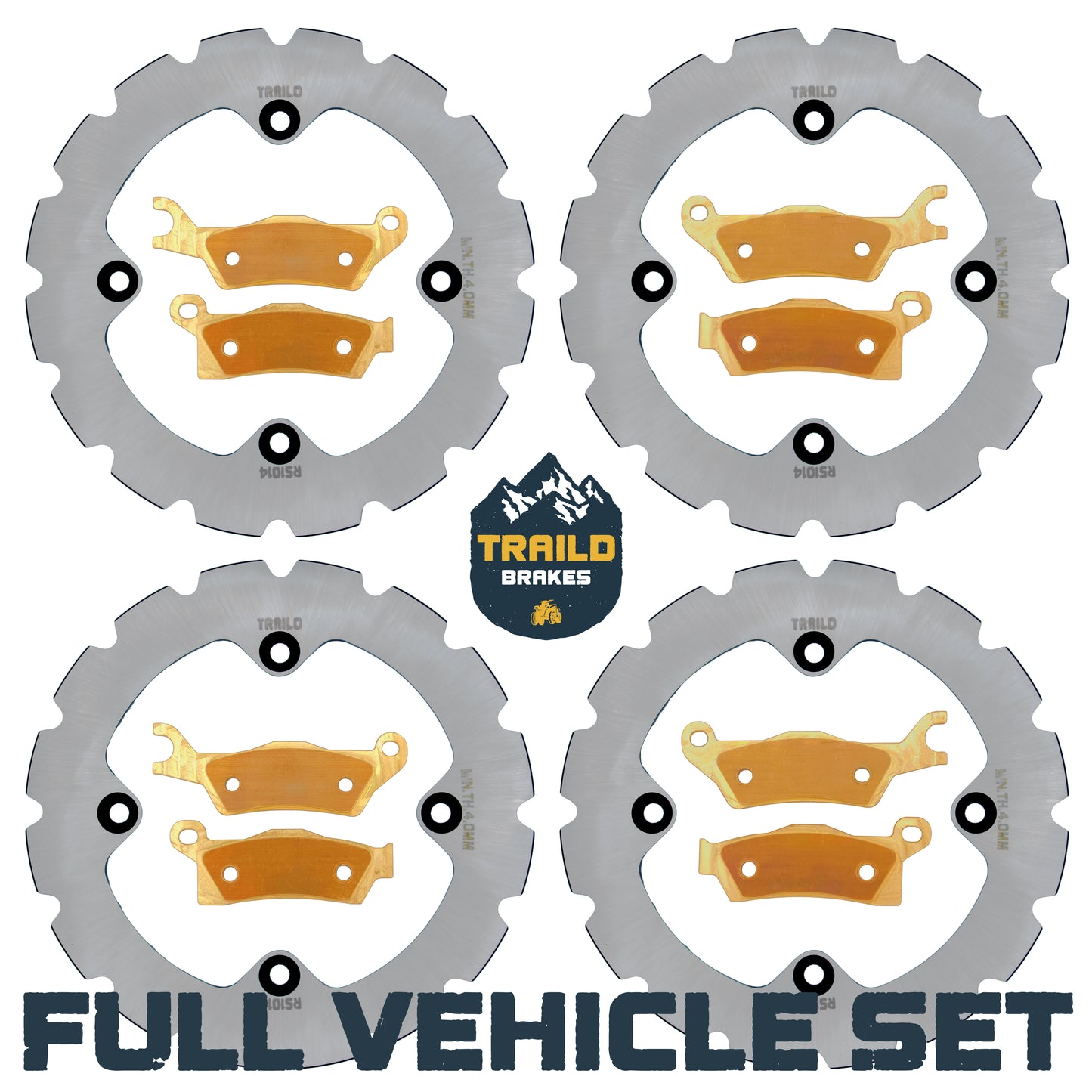 Traild Ridge Rider Rotors and Brass Brake Pad Kit for Can Am - Full Vehicle Set View