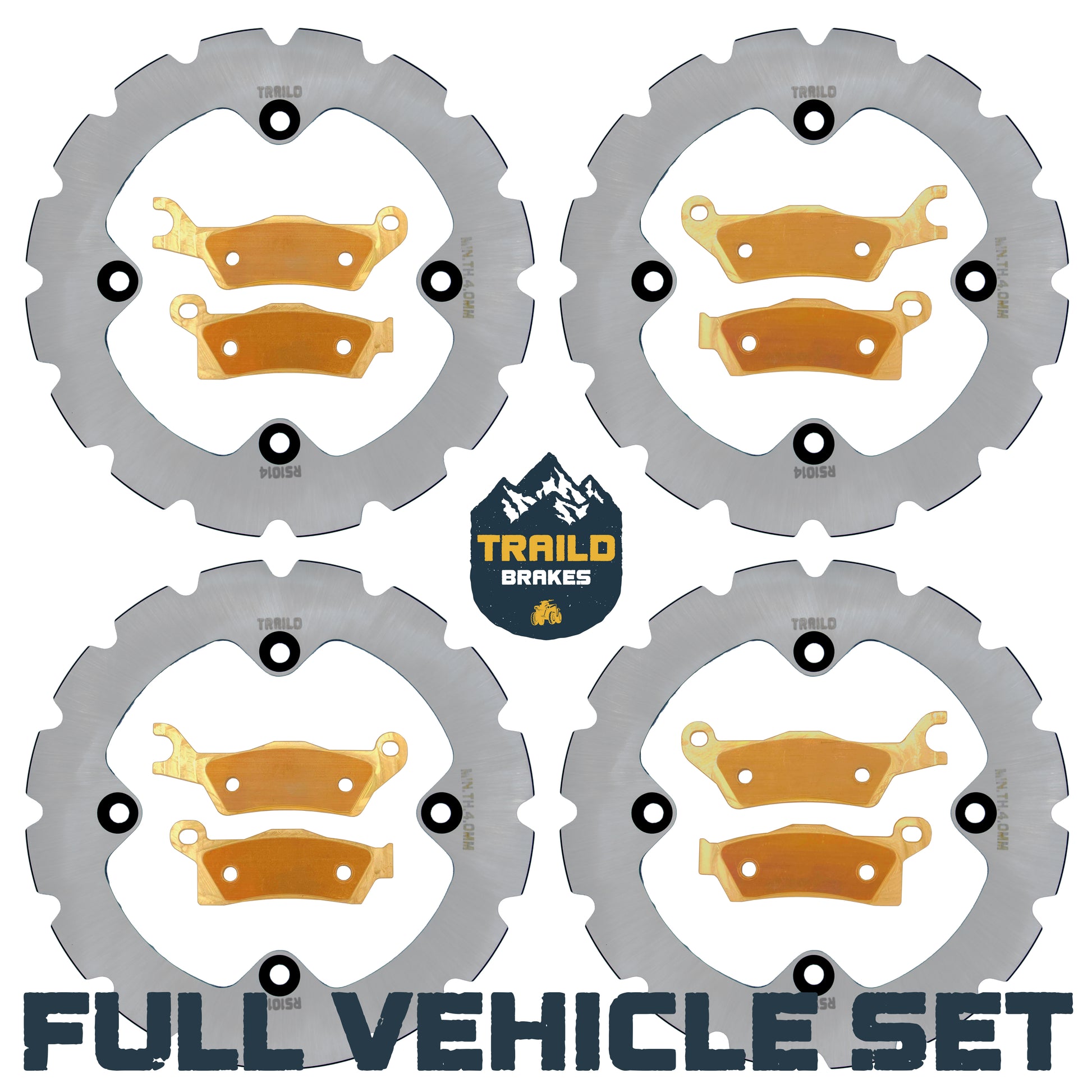 Traild Ridge Rider Rotors and Brass Brake Pad Kit for Can Am - Full Vehicle Set View