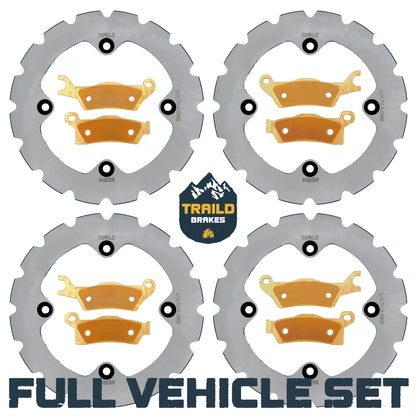 Traild Ridge Rider Rotors and Brass Brake Pad Kit for Can Am - Full Vehicle Set View