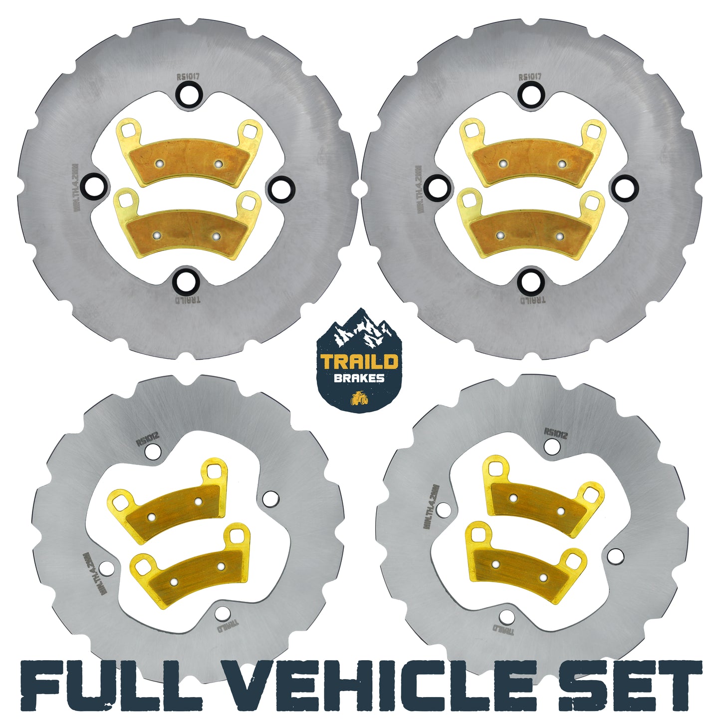 Traild Ridge Rider Rotors and Ceramic Pads for Polaris Ranger XP- Full Set