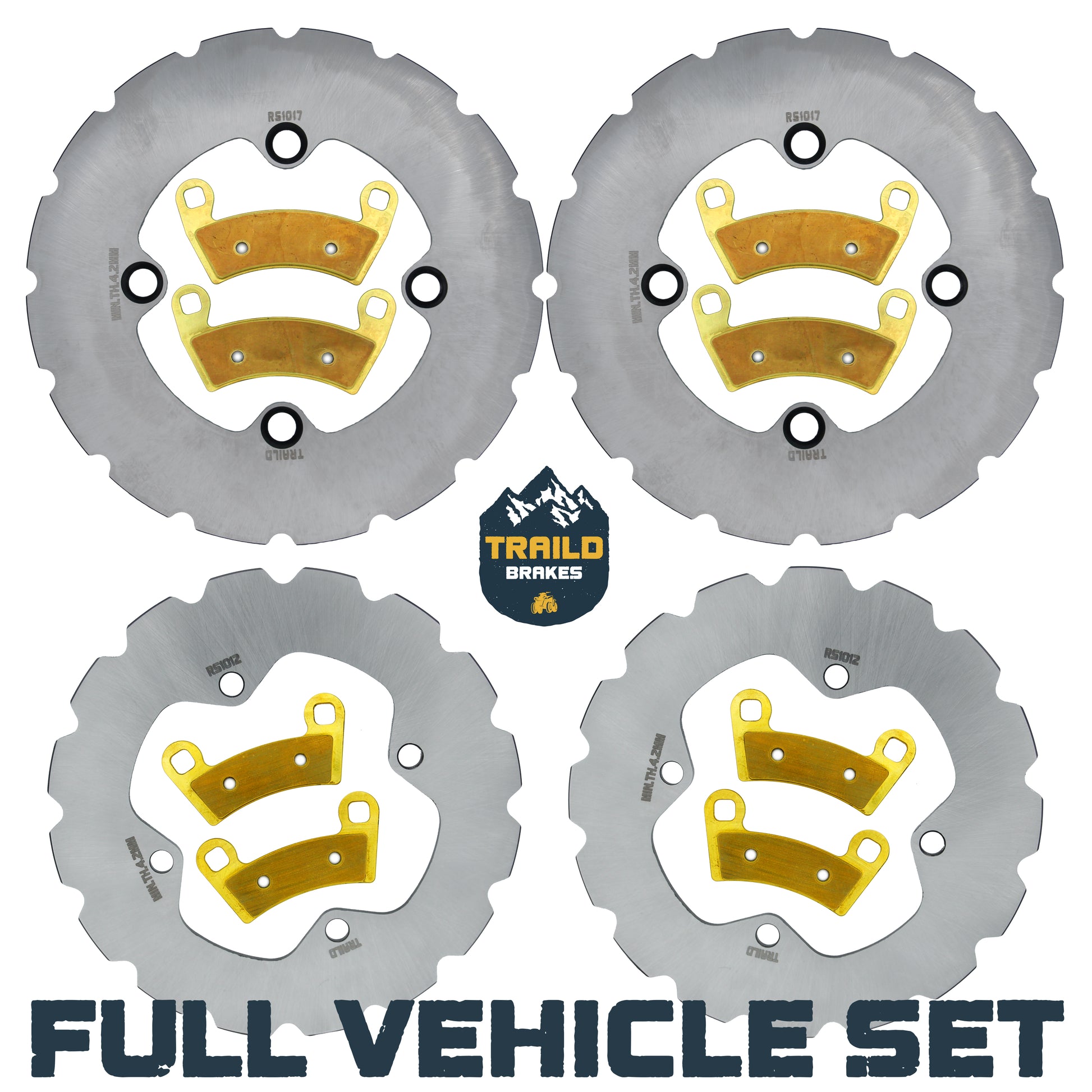 Traild Ridge Rider Rotors and Ceramic Pads for Polaris Ranger XP- Full Set