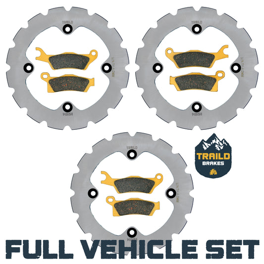Traild Ridge Rider Rotors and Ceramic Brake Pad Kit for Can Am - Full Vehicle Set View