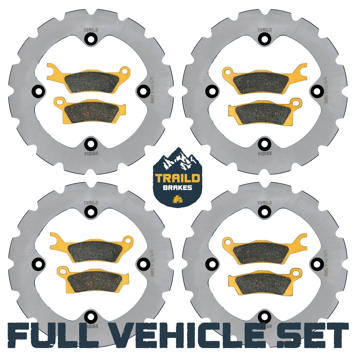 Traild Ridge Rider Rotors and Ceramic Brake Pad Kit for Can Am - Full Vehicle Set View