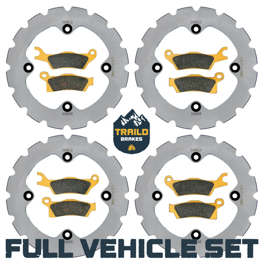 Traild Ridge Rider Rotors and Ceramic Brake Pad Kit for Can Am - Full Vehicle Set View