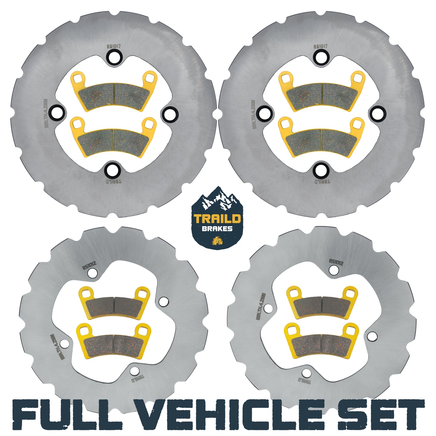 Traild Ridge Rider Rotors and Brass Pads for Polaris Ranger XP- Full Set
