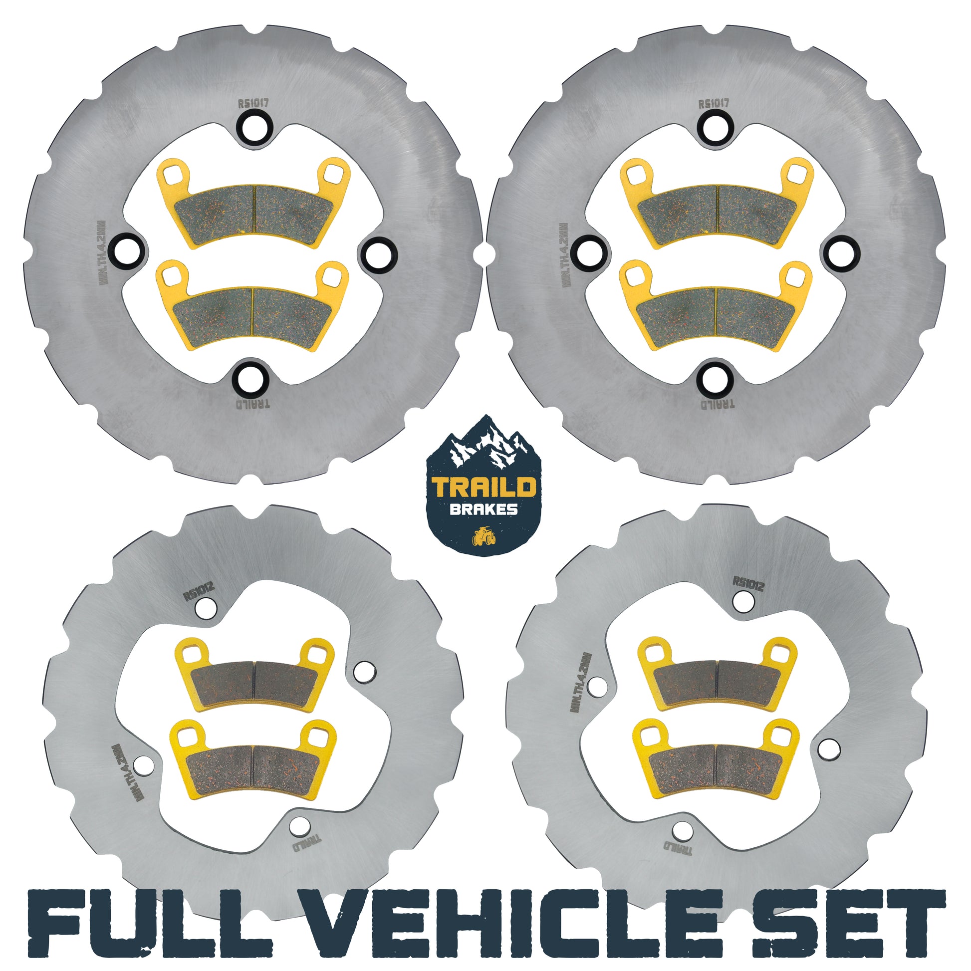 Traild Ridge Rider Rotors and Brass Pads for Polaris Ranger XP- Full Set