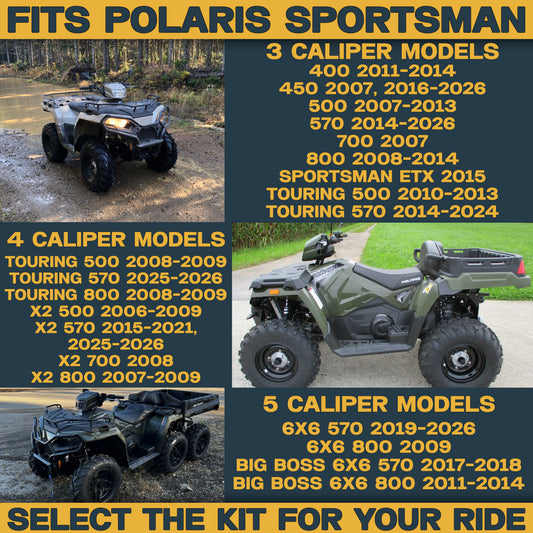 Polaris Sportsman 400/450/500/570/700/800 2007-2026 Ridge Rider Disc Brake Rotor Kit