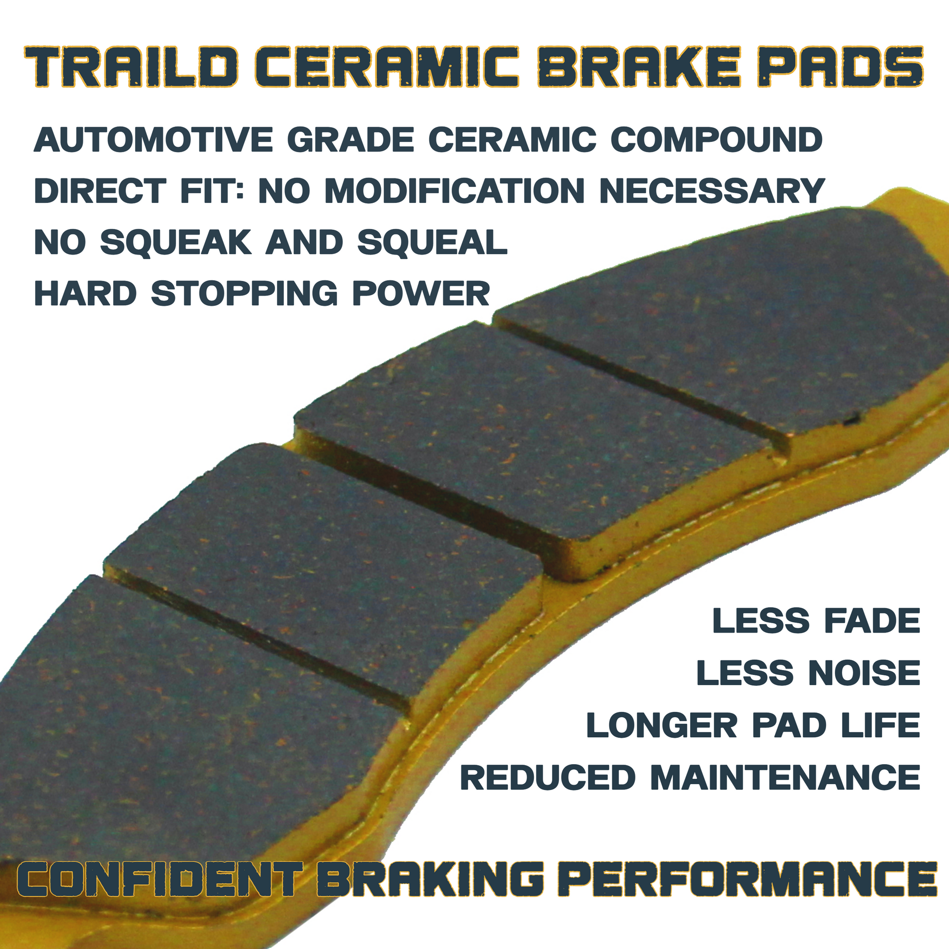 Traild Ceramic Brake Pads - Benefits and Features Infographic
