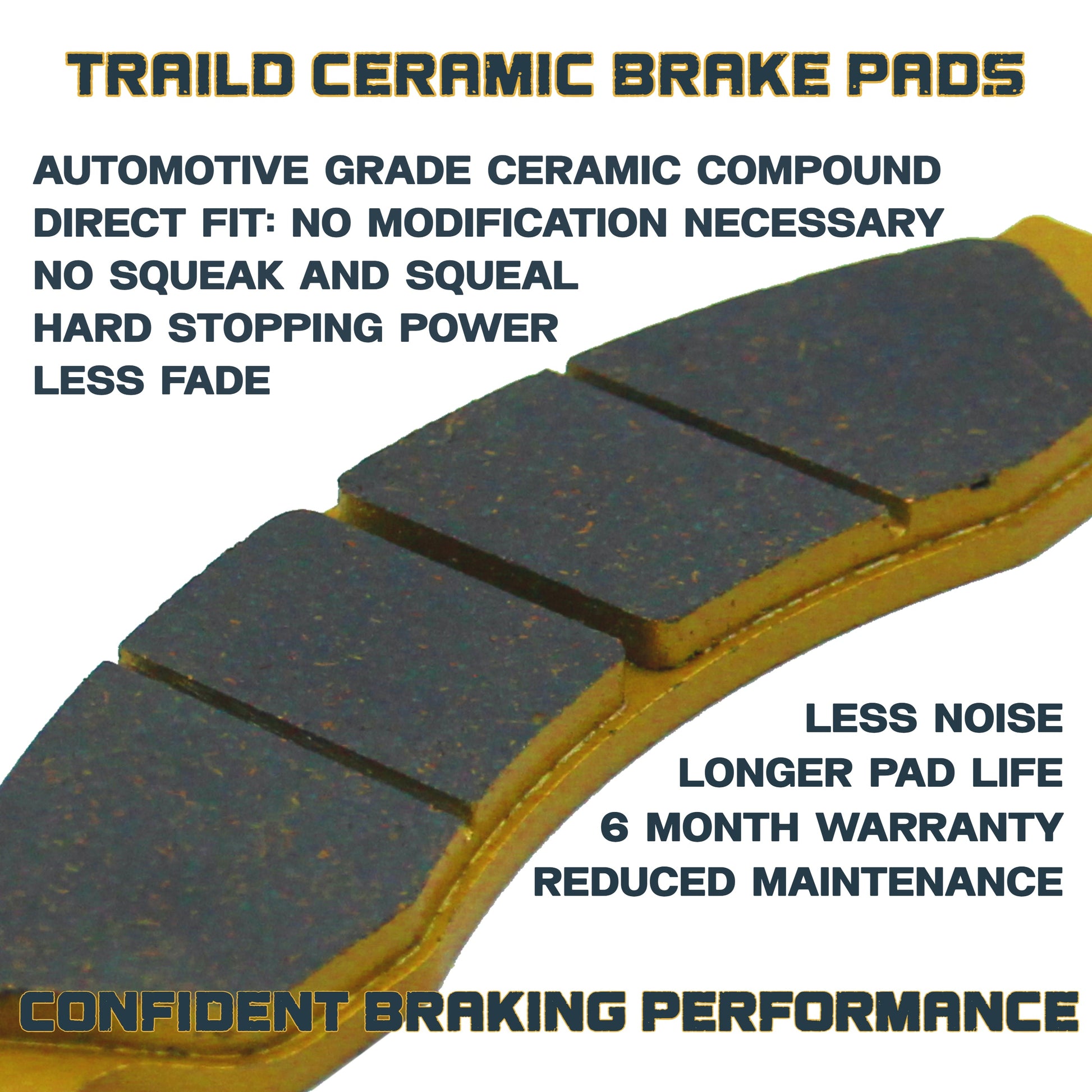 Traild Ceramic Brake Pads - Benefits and Features Infographic