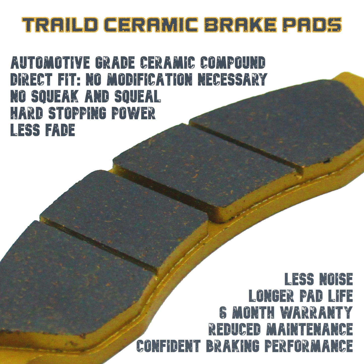 Traild Ceramic Brake Pads - Benefits and Features Infographic